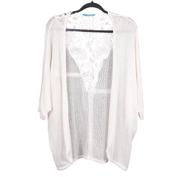 julie's closet Sweaters - Sheer Knit Cardigan XL Womens Off White Lace Back Detail Y2K Boho Hippie Indie